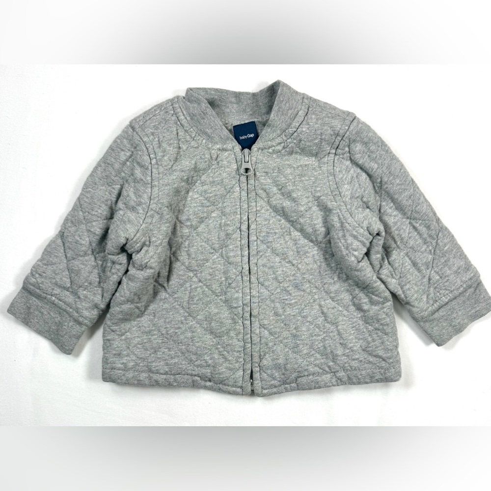 BABYGAP Baby Quilted‎ Zip Jacket 6–12M Gray Soft Cozy Classic Comfy Outdoor
